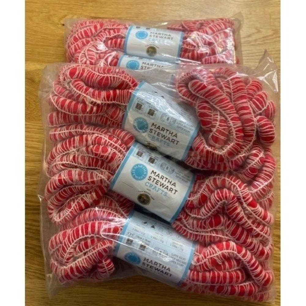 Martha Stewart Mambo Yarn Lot of 6 Cardinal Red New Super Bulky Italian Wool Mix